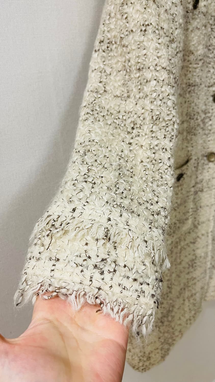 미샤 michaa 고급스러운 아이보리 트위드 롱 코트 150만원대 구매. 상품이미지3