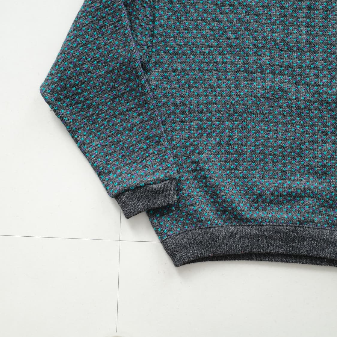 90s 엘엘빈 노르웨이 생산 울혼방 버드아이 피셔맨 니트  상품이미지4