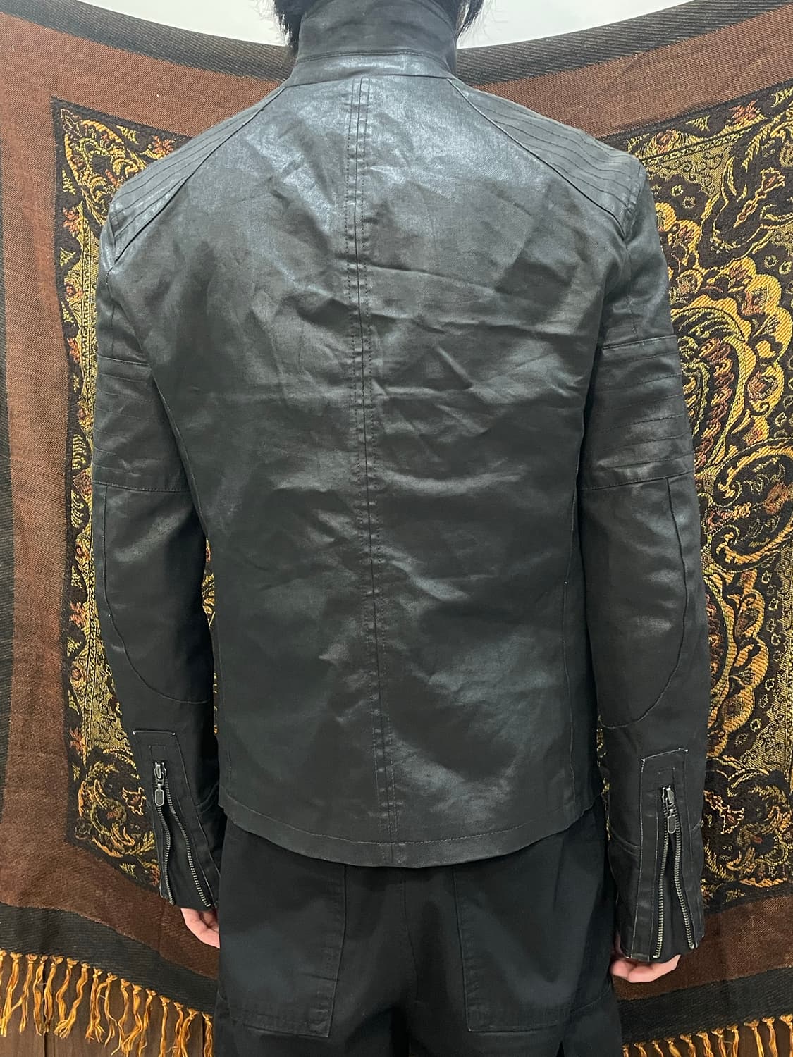 아르마니 익스체인지 사선 왁싱 코튼 바이커 자켓 상품이미지2