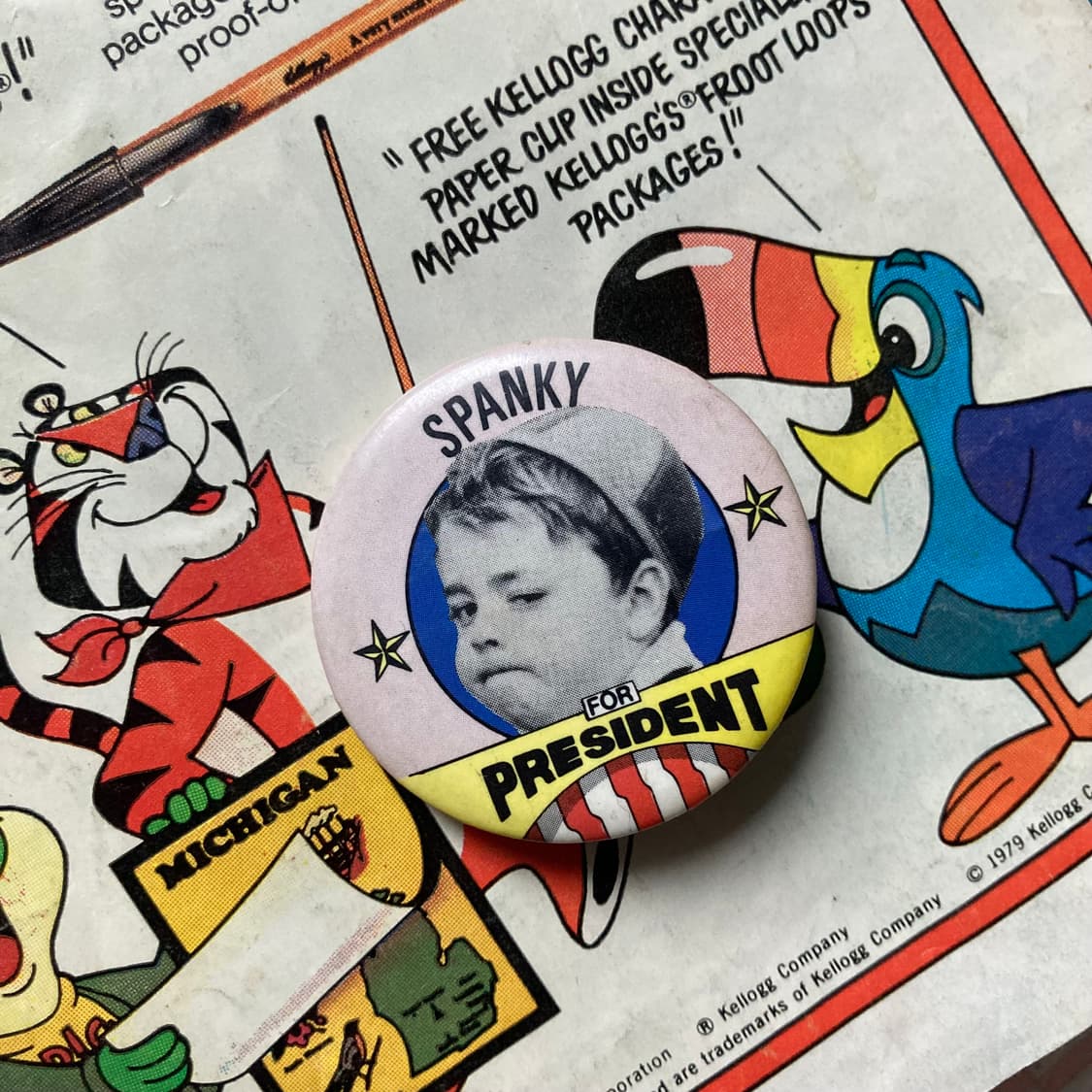 빈티지 spanky president 프린팅 핀 버튼 뱃지 브로치 상품이미지1