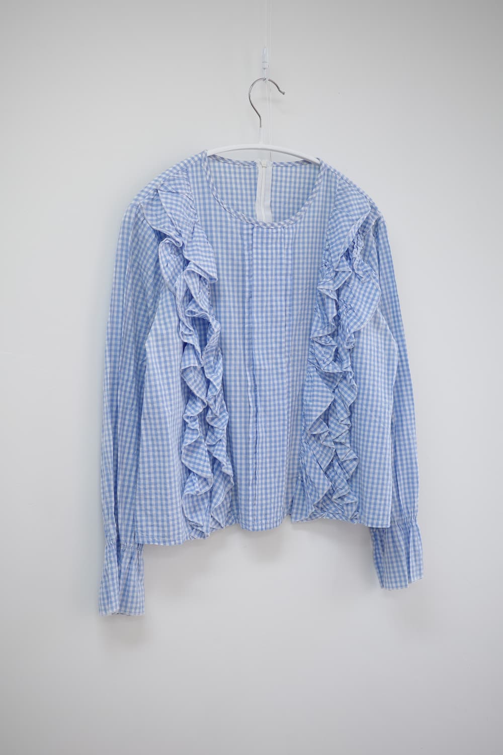  Sky blue checked blouse 상품이미지1