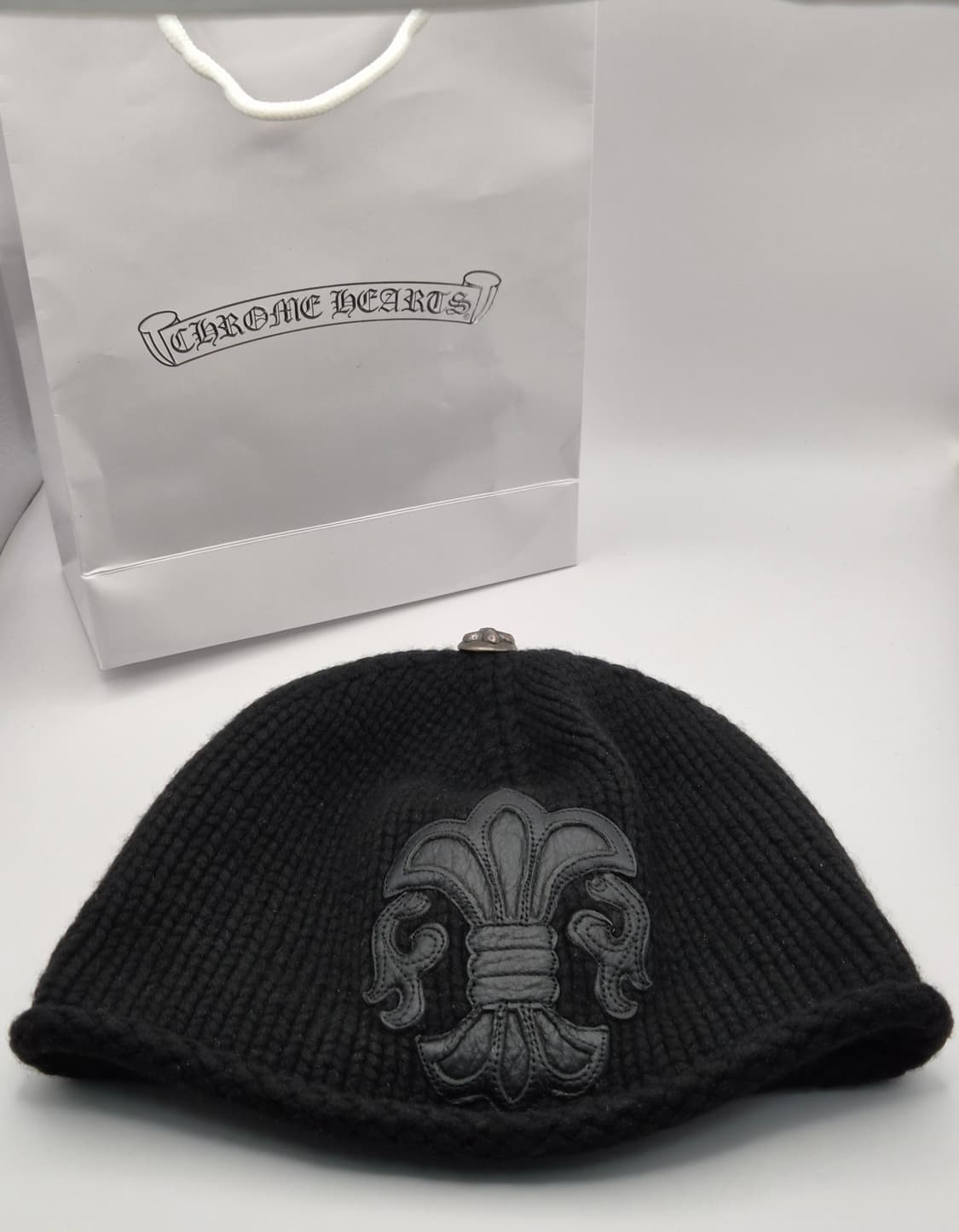 크롬하츠 정품 BS 플레르 레더 패치 캐시미어 비니 구형 상품이미지1