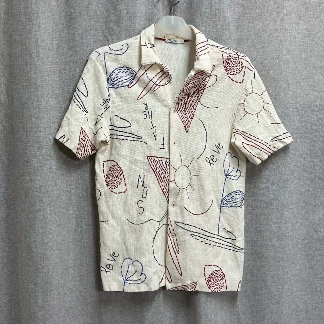 [M] 자라 ZARA 패턴 반팔 코튼 셔츠 남방 상품이미지1