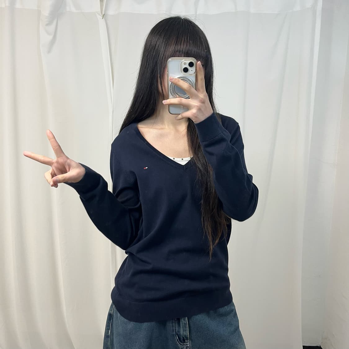 Tommy Hilfiger Navy V-Neck Knit 상품이미지2