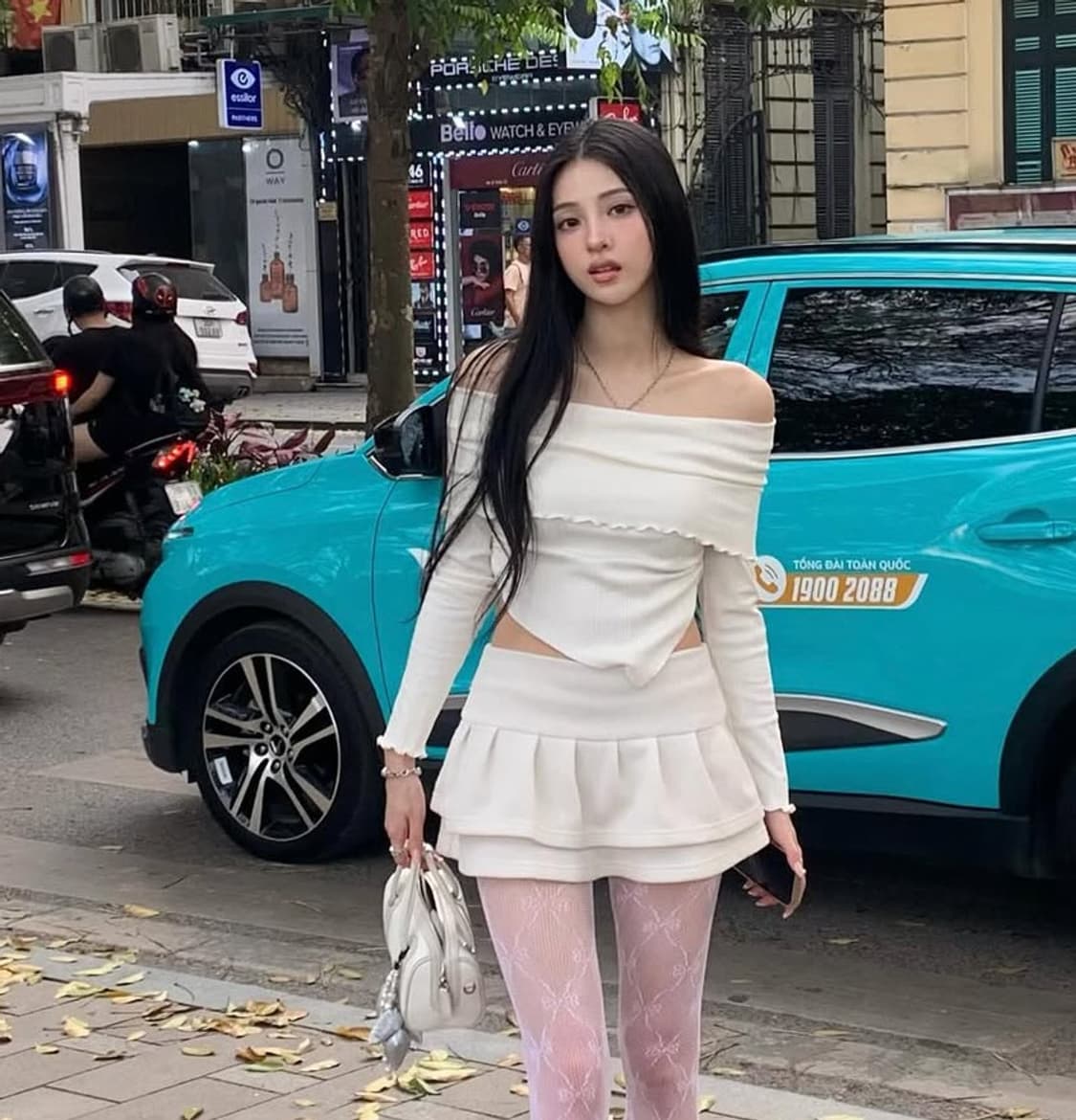 새상품 카키포인트 턱 스커트 아이보리 S 상품이미지1