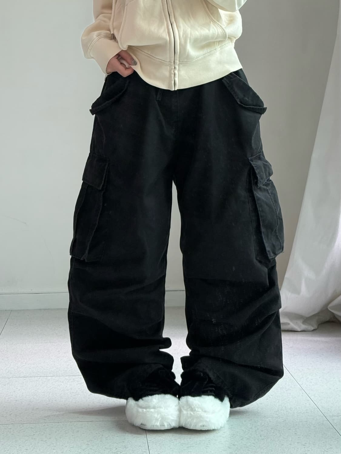 빅유니온 블랙 카고팬츠 상품이미지1