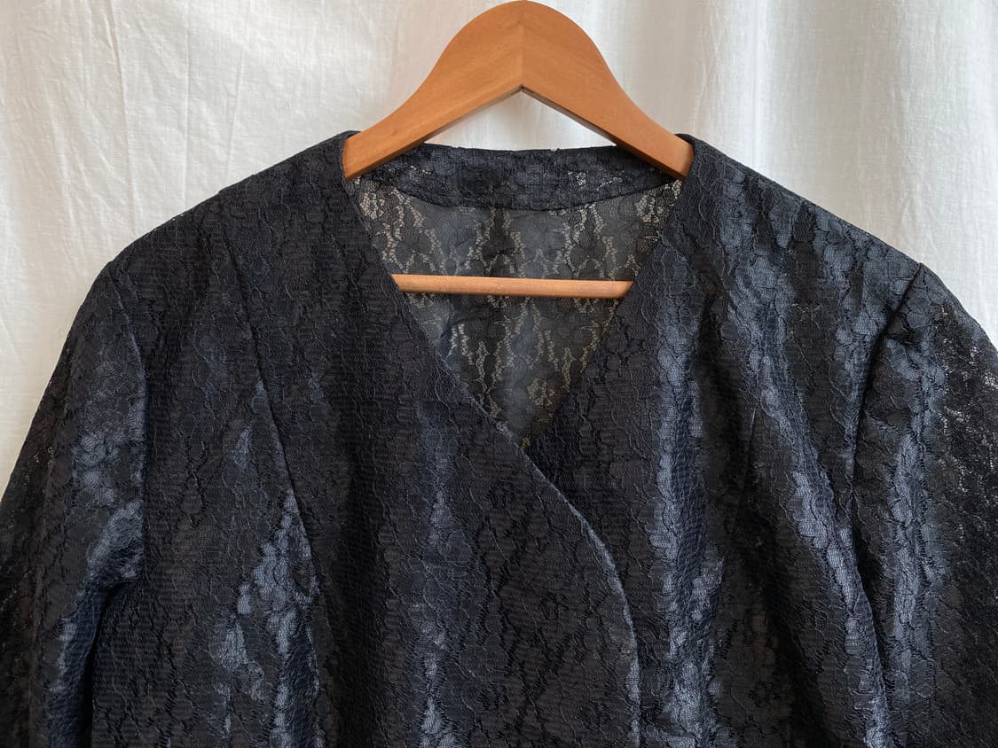 블랙 레이스 반팔 오픈자켓(XL) 상품이미지4