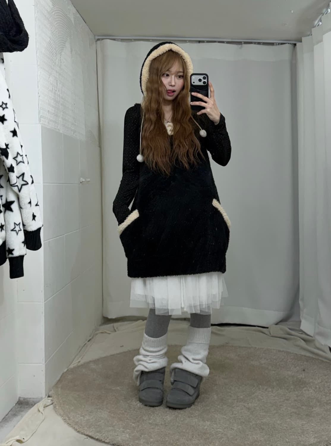 별패턴 곰돌이 무채색 니혼진 오타쿠 코디세트 상품이미지3