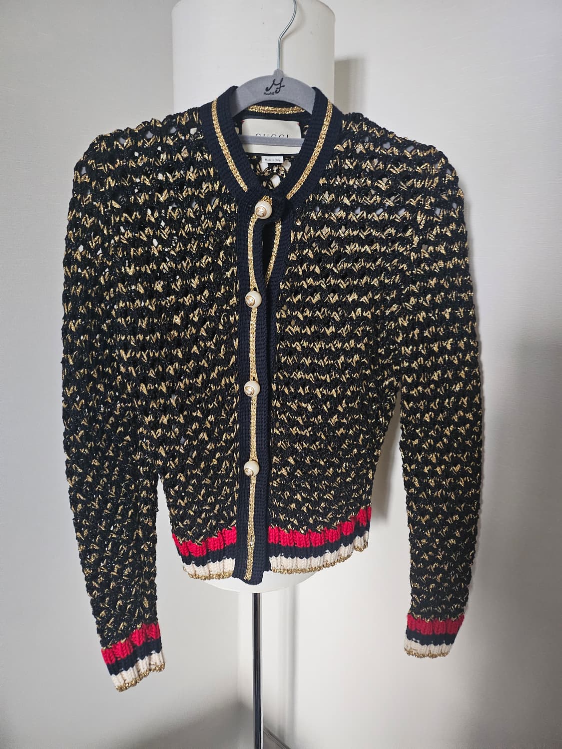 구찌 골드 루렉스 트위드 니트 가디건 s 상품이미지1