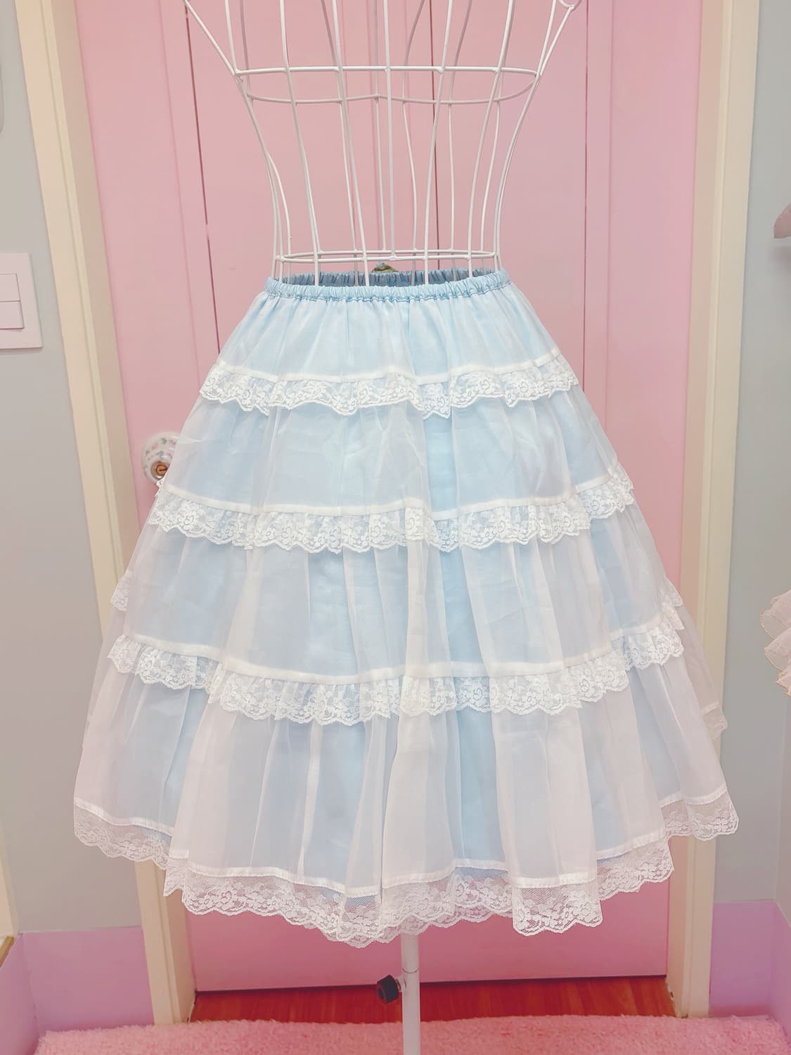 Blue lace rose frill skirt 상품이미지3
