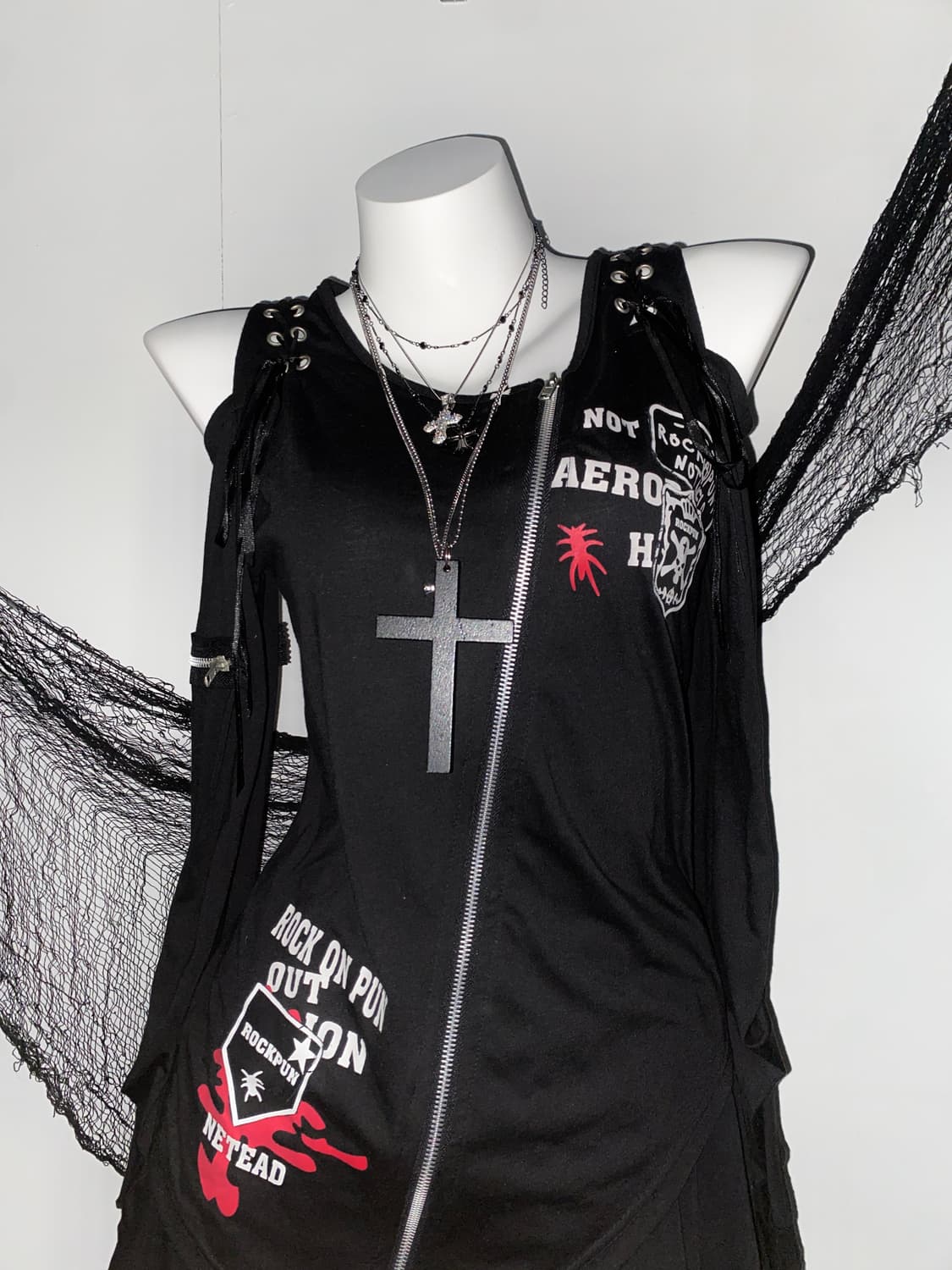 ꒰ঌ 어딕트랩 펑크 고스 스컬 롱슬리브 ໒꒱ 상품이미지4