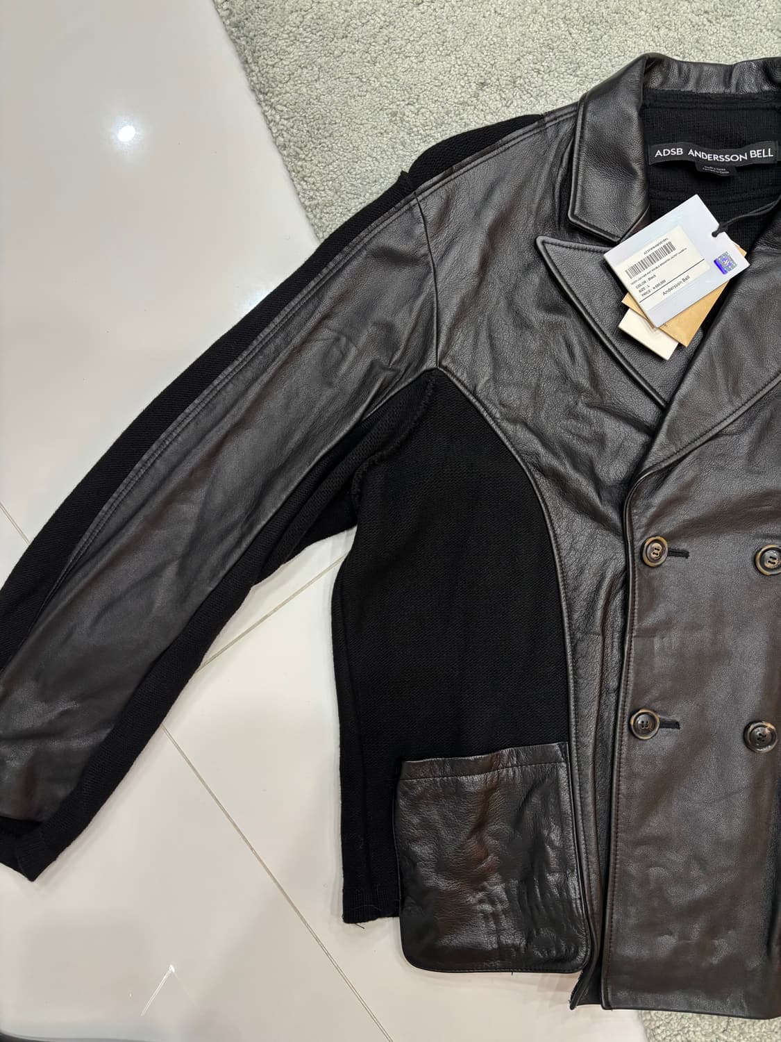 앤더슨벨 / 테디 레더 니트 더블 자켓 / L 상품이미지4