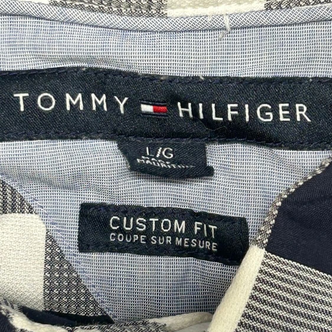 타미힐피거 커스텀핀 체크 패턴 셔츠 네이비 L 상품이미지5