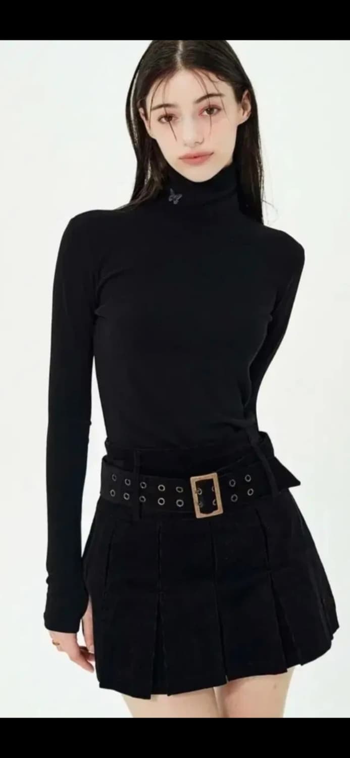 팬시클럽 단종 벨트 블랙 스커트 상품이미지1