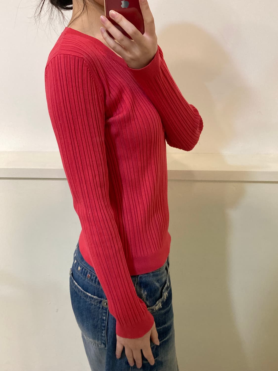 브이넥 버튼 골지 니트 상품이미지10