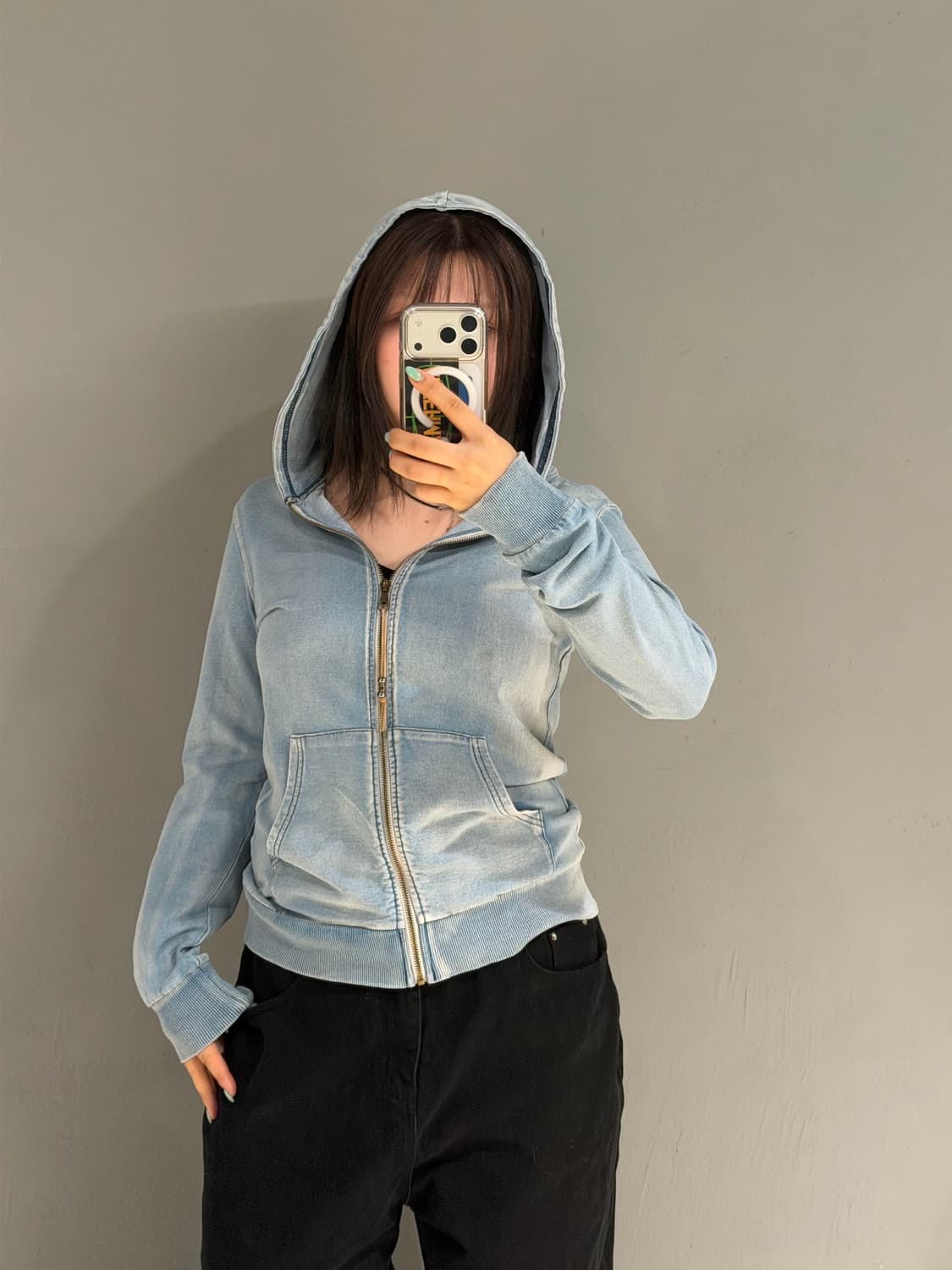 Cook jeans denim washing hood zip-up 상품이미지2