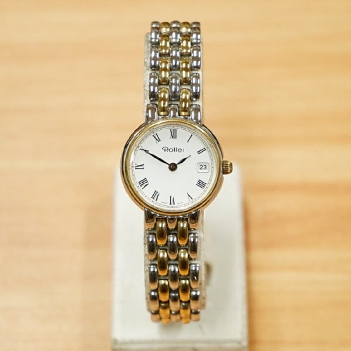 90s 롤라이 여성용 라운드 프레임 콤비 쿼츠 시계 상품이미지1