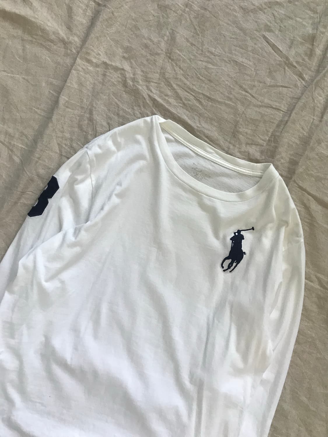 폴로 랄프로렌 빅 포니 로고 화이트 긴팔 슬리브티 상품이미지6