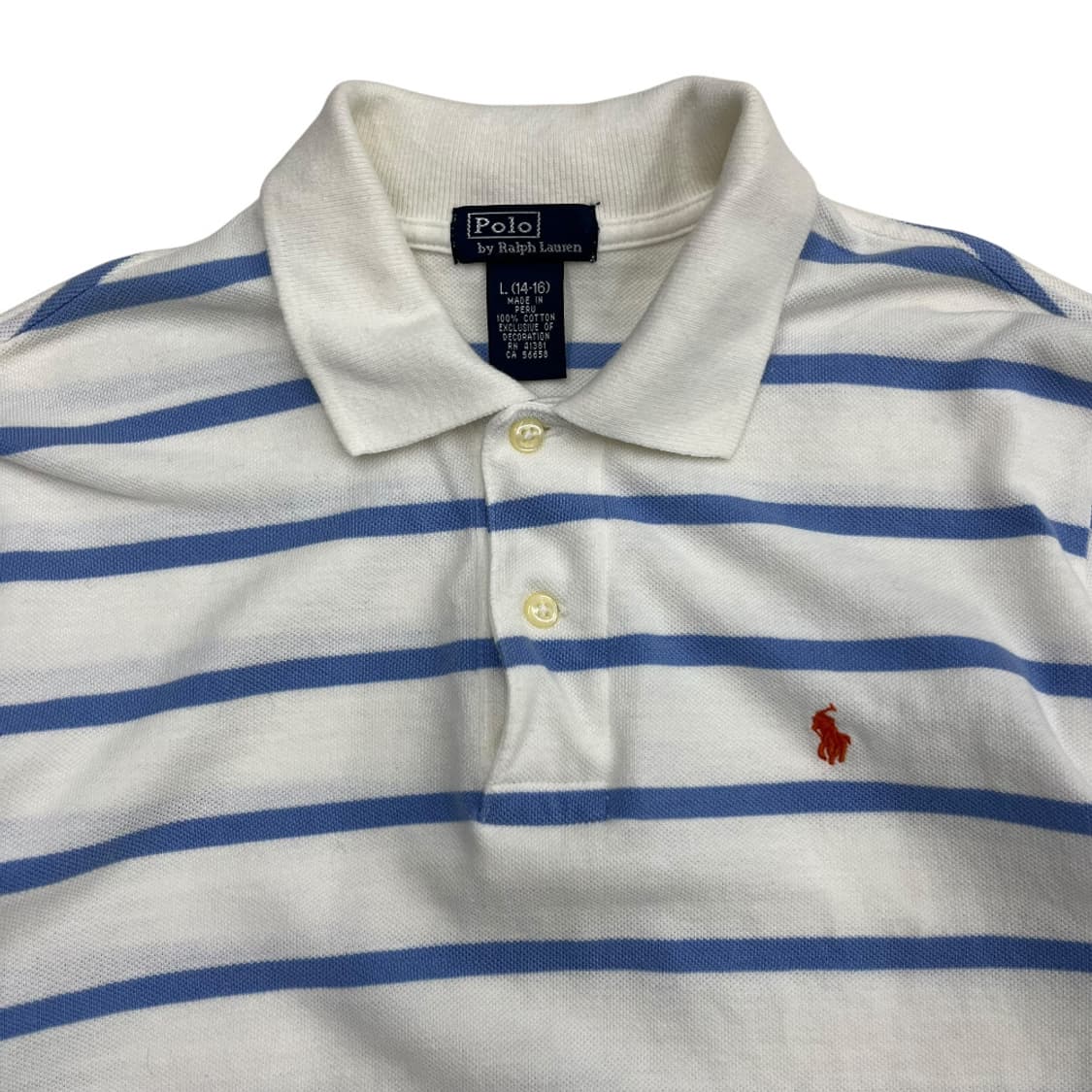 폴로 랄프로렌 오렌지포니 소라맛 단가라 화이트 셔츠 L 상품이미지4