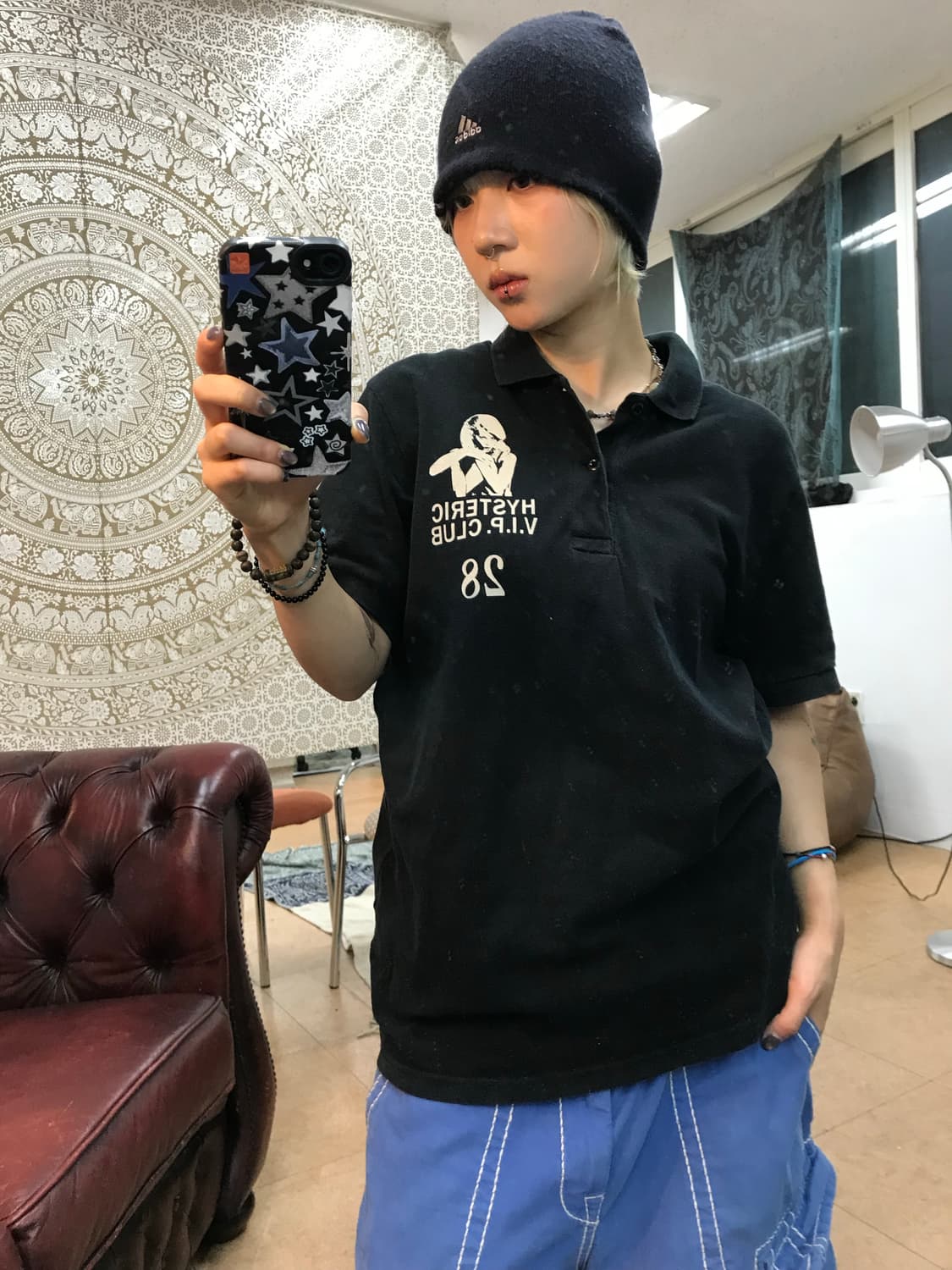 히스테릭 글래머 프린팅 반팔 카라티 상품이미지1
