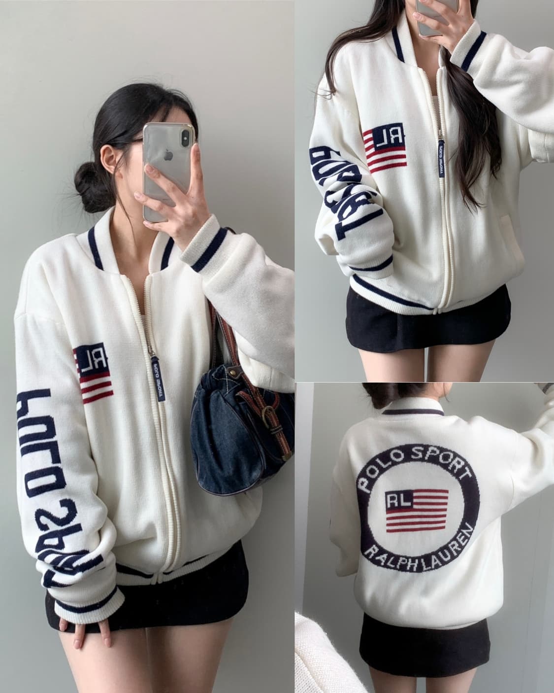 90s 폴로 성조기 니트 스타디움 자켓 상품이미지1