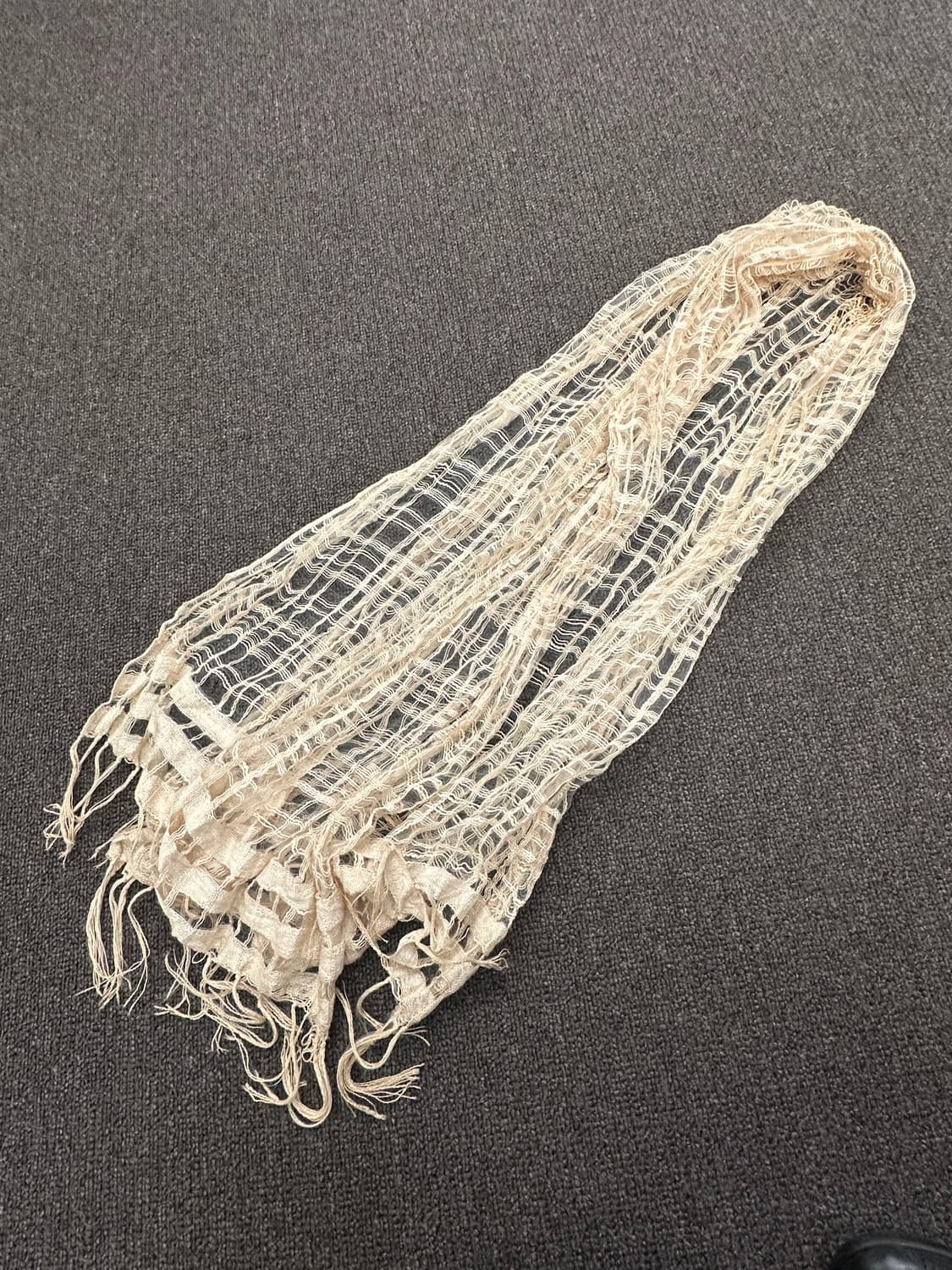 Japanese vintage 그런지 베이지 머플러 상품이미지3