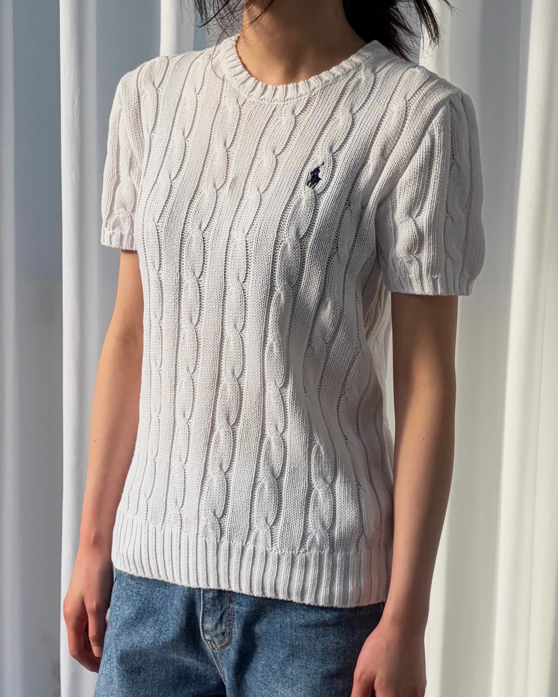 [S]폴로 랄프로렌 피마코튼 케이블 반팔 니트 상품이미지1