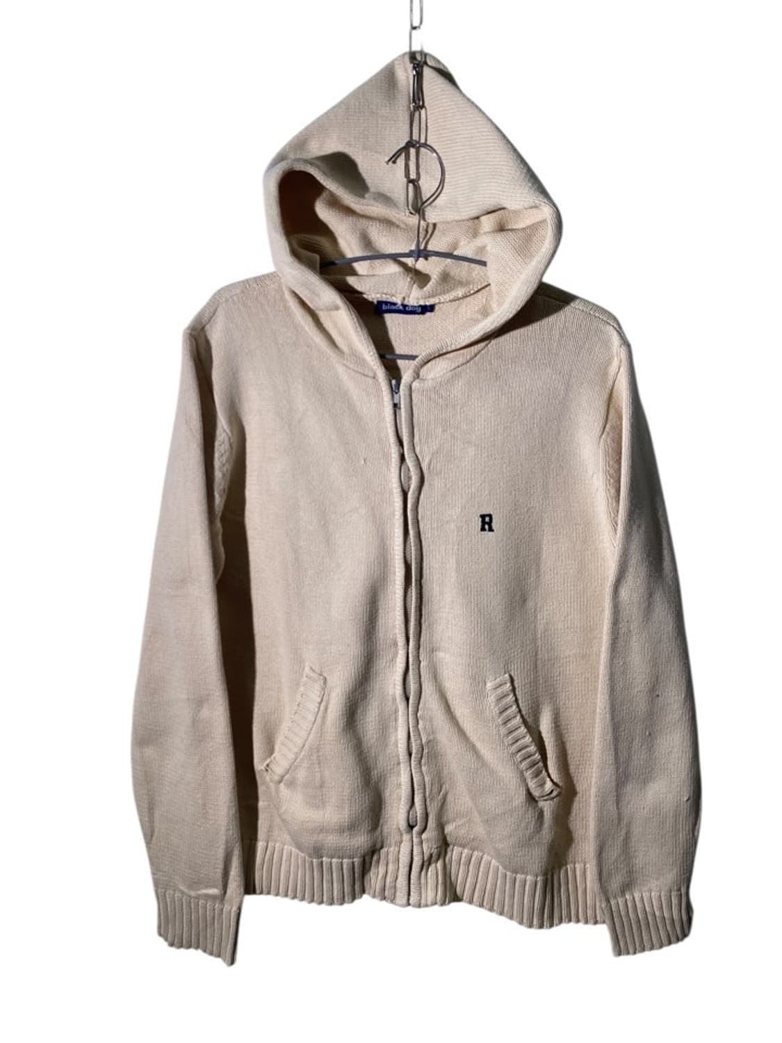 black dog 코튼 니트 후드 집업 상품이미지1