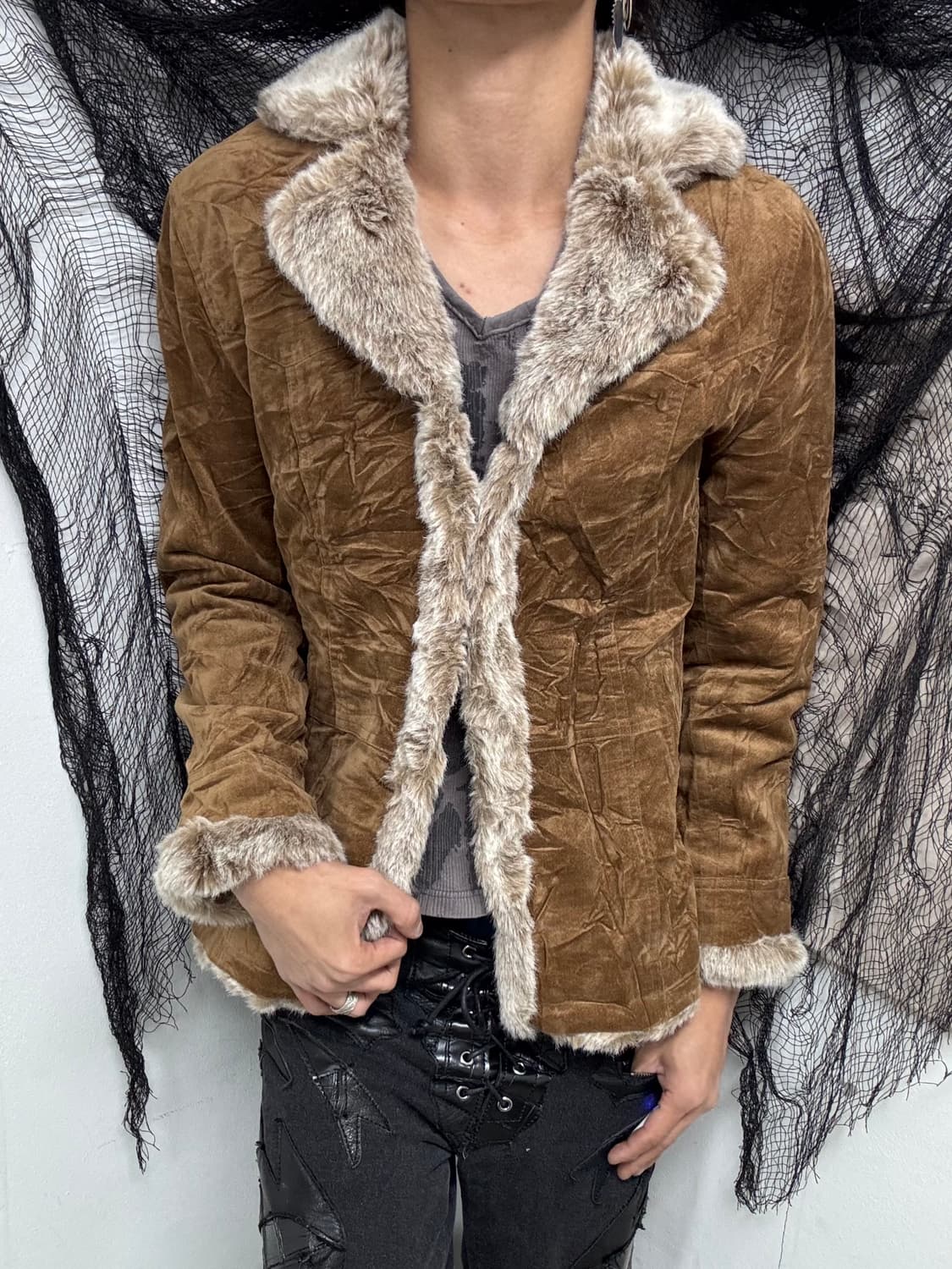 [VKEI] Fur Trimming Brown Jacket 상품이미지9