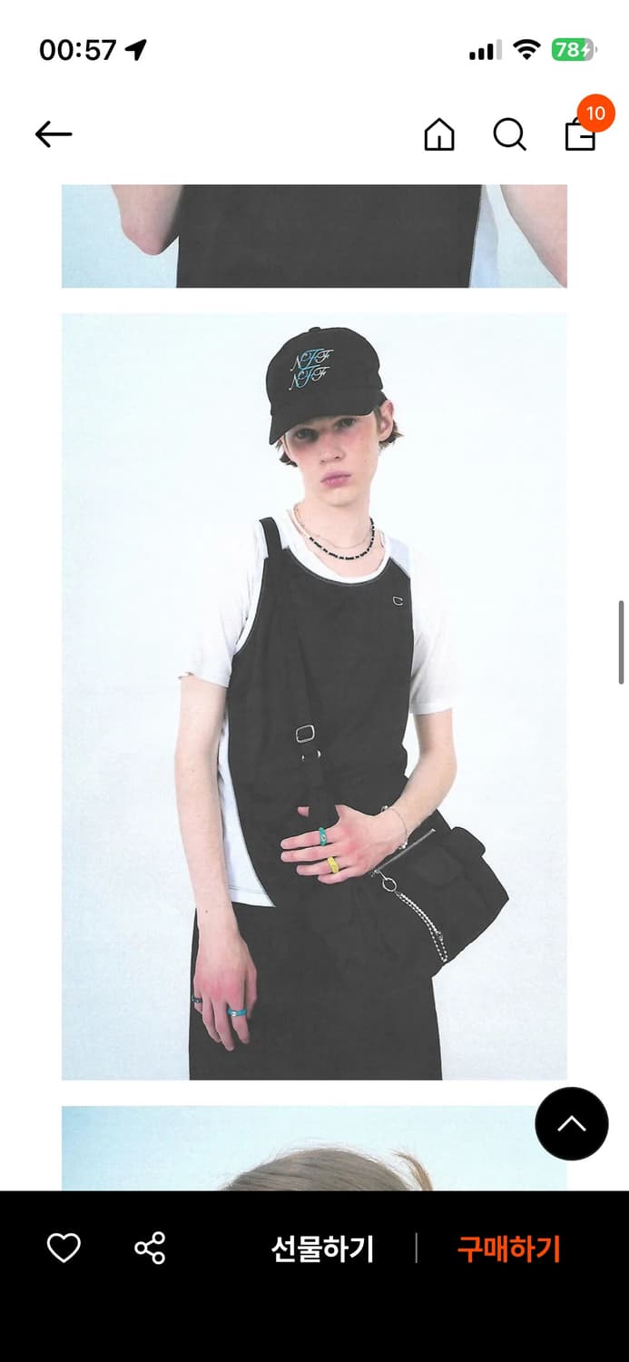 엔프프 two line gemstone pearl necklace 상품이미지2