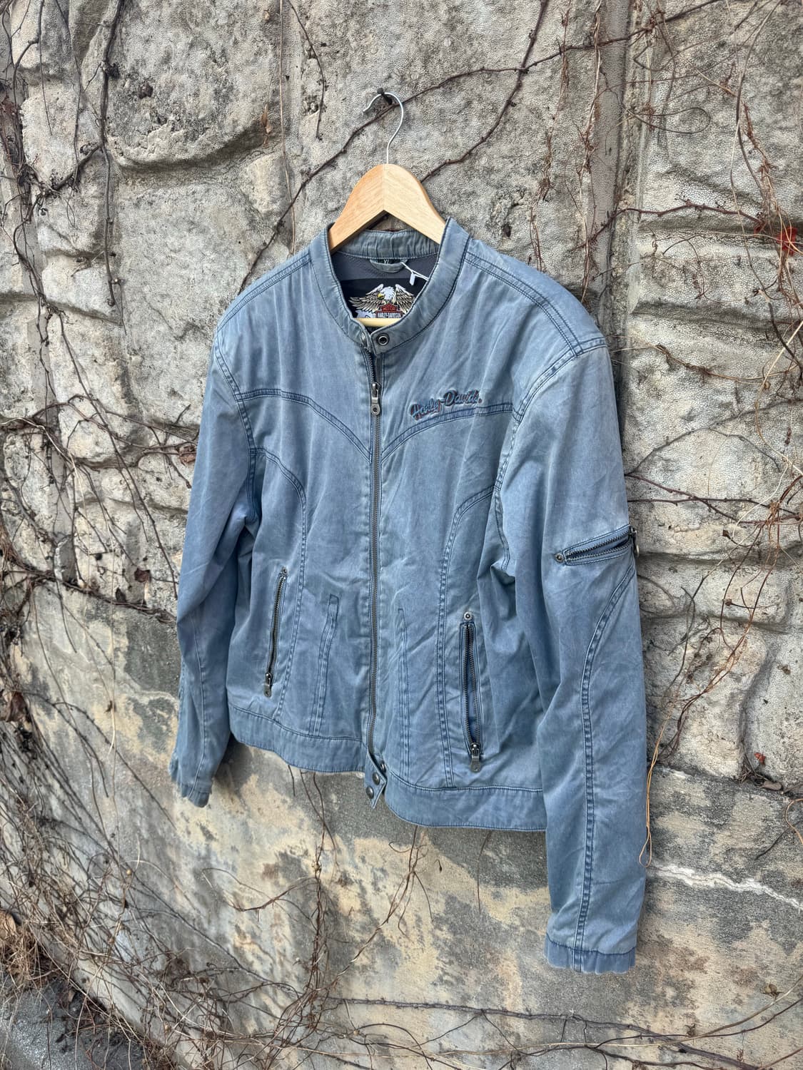 할리데이비슨 빈티지 폴리 코튼 워싱 데님 자수 라이더 자켓 상품이미지3