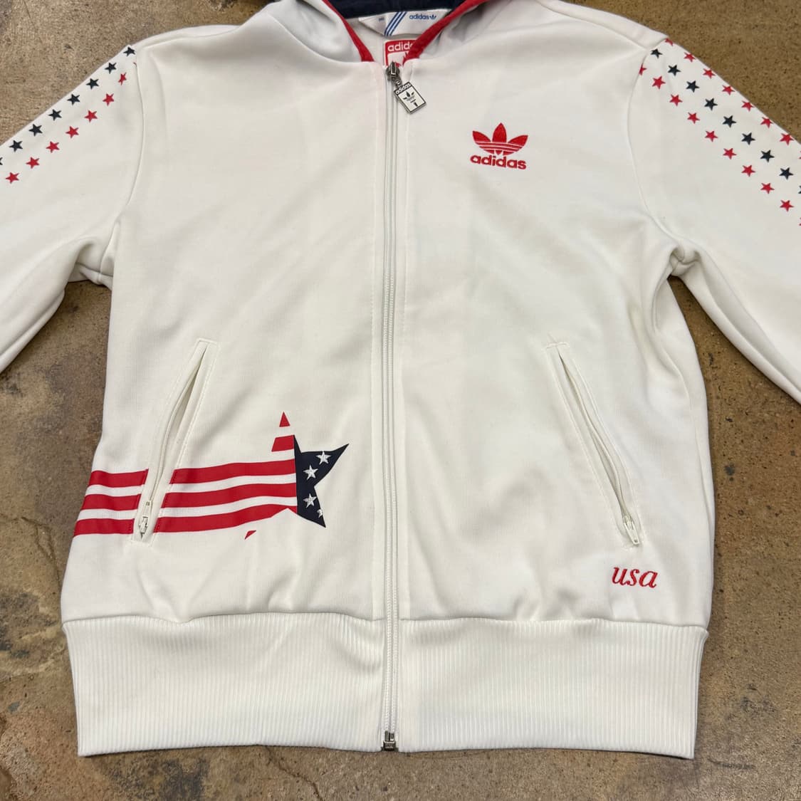 아디다스 usa 스타 별 흰빨 화이트 후플 져지 후드집업 95 상품이미지3