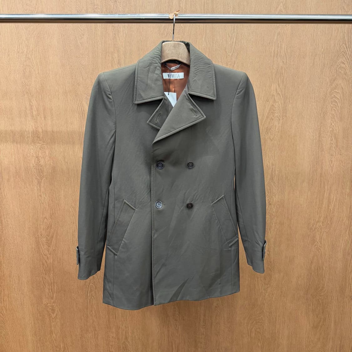 마렐라 클래식 더블 브레스티드 코트 후면 버튼 스트랩 절개 디테일 브라운 상품이미지2