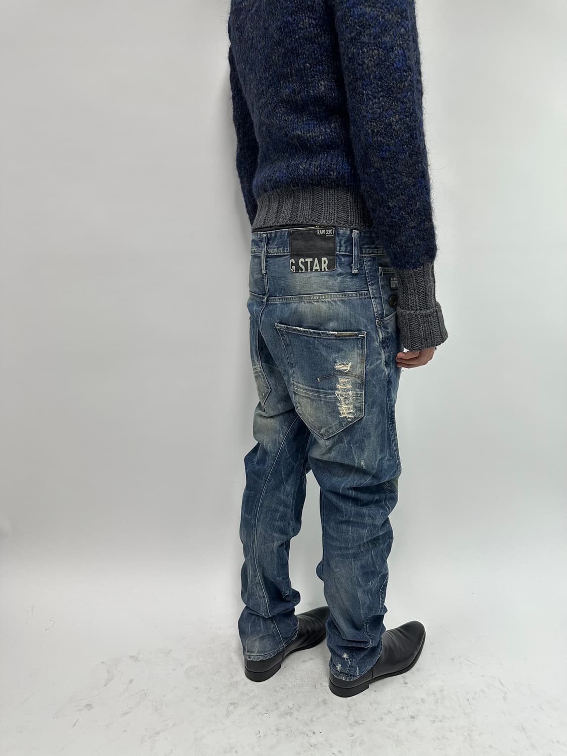 G  Star raw 디스트로이드 워싱 커브드 데님 팬츠 상품이미지3