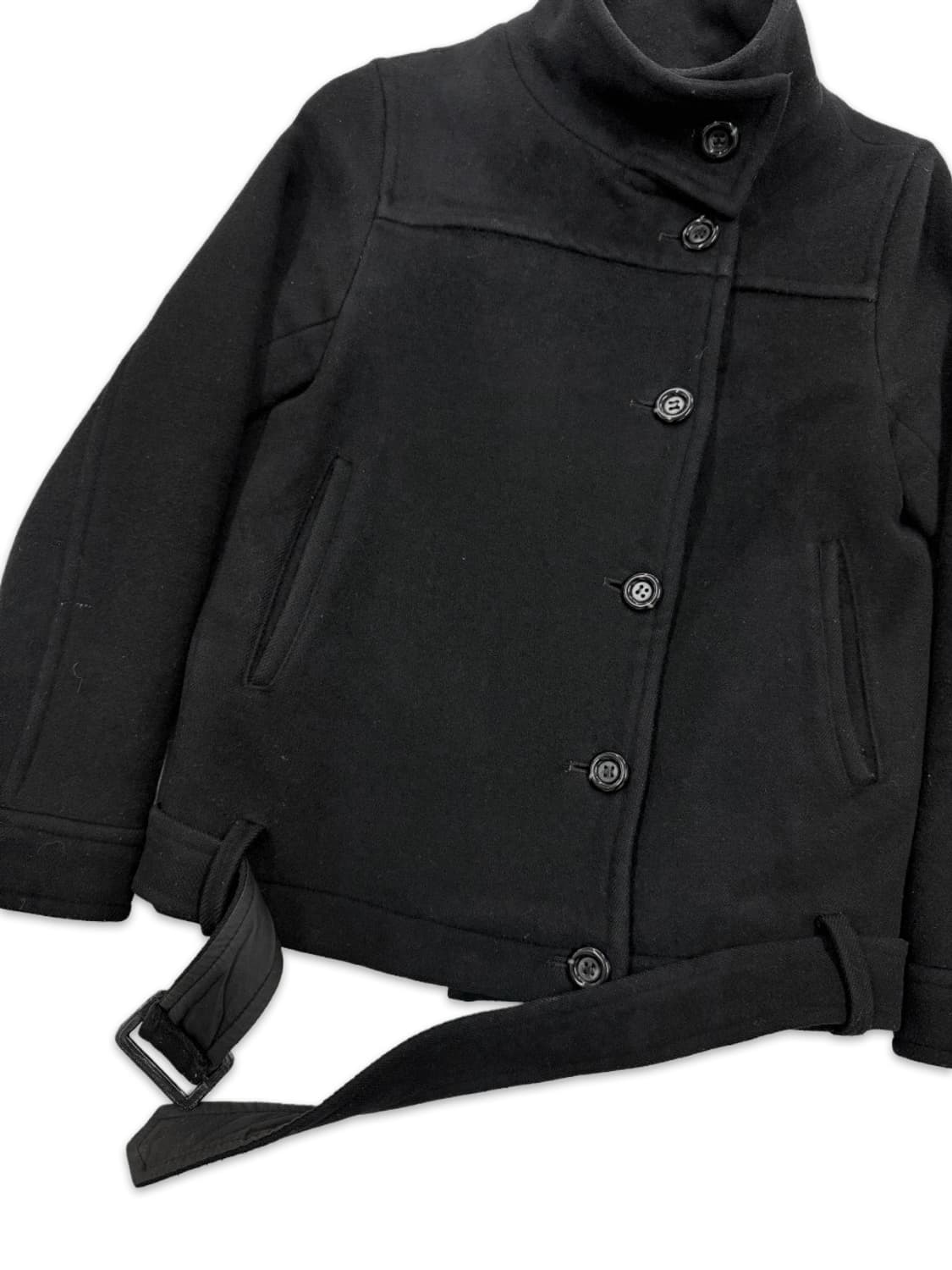 빈티지 블랙 벨트 싱글 하프 코트 상품이미지5