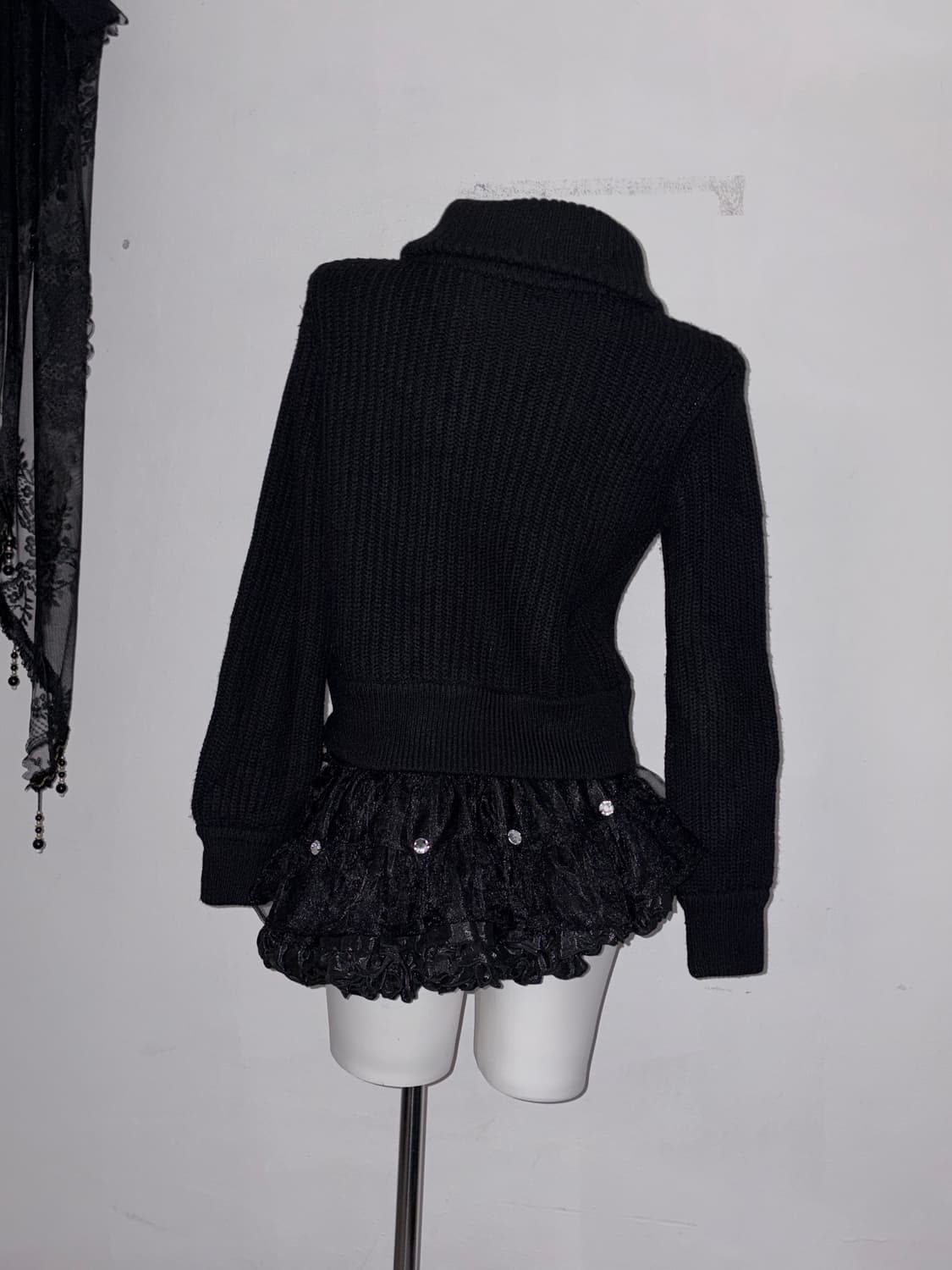 00s 하이넥 가죽버클 블랙 니트 아우터 고스 고딕 상품이미지2