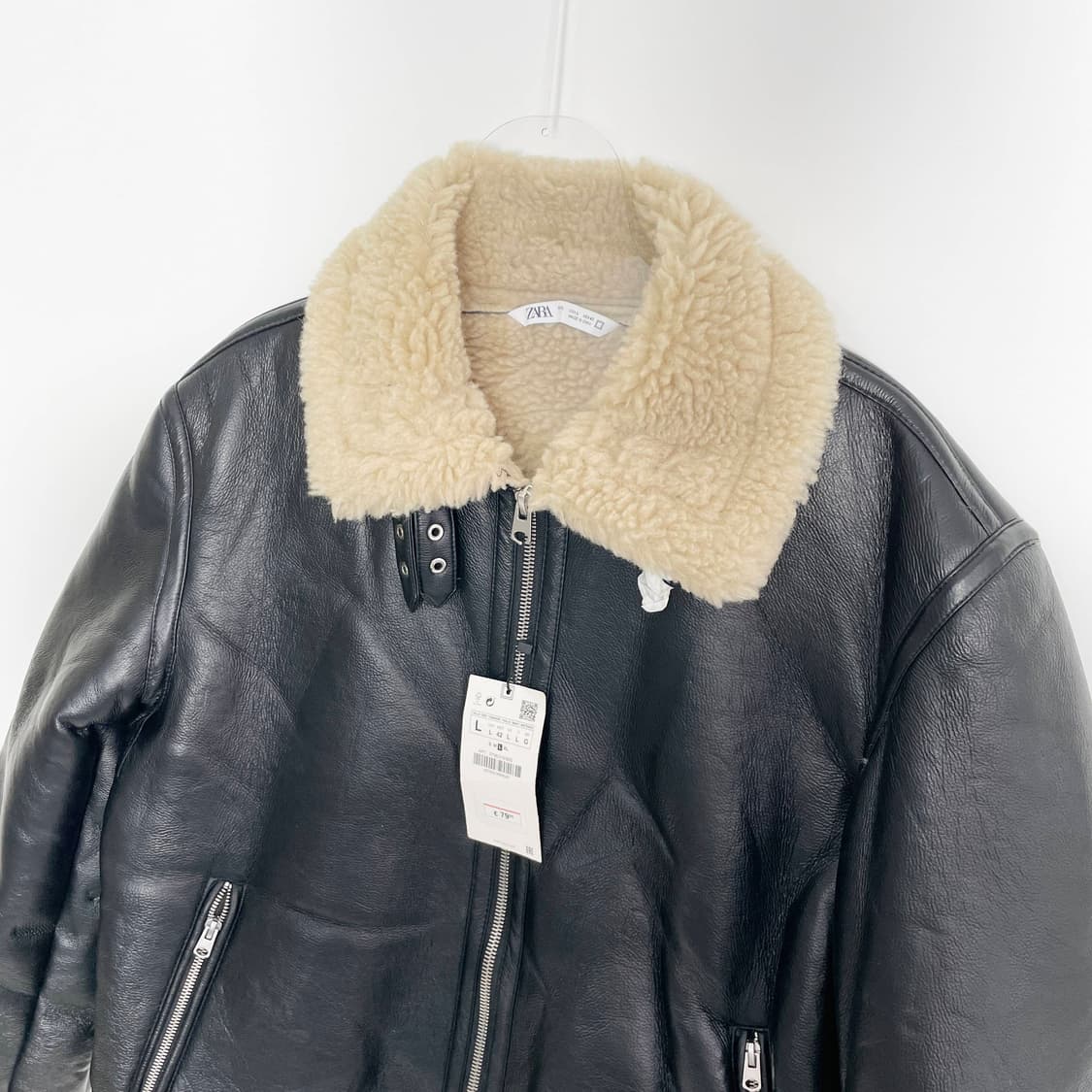 D2 자라 새상품 페이크레더 무스탕 자켓 L사이즈 상품이미지2