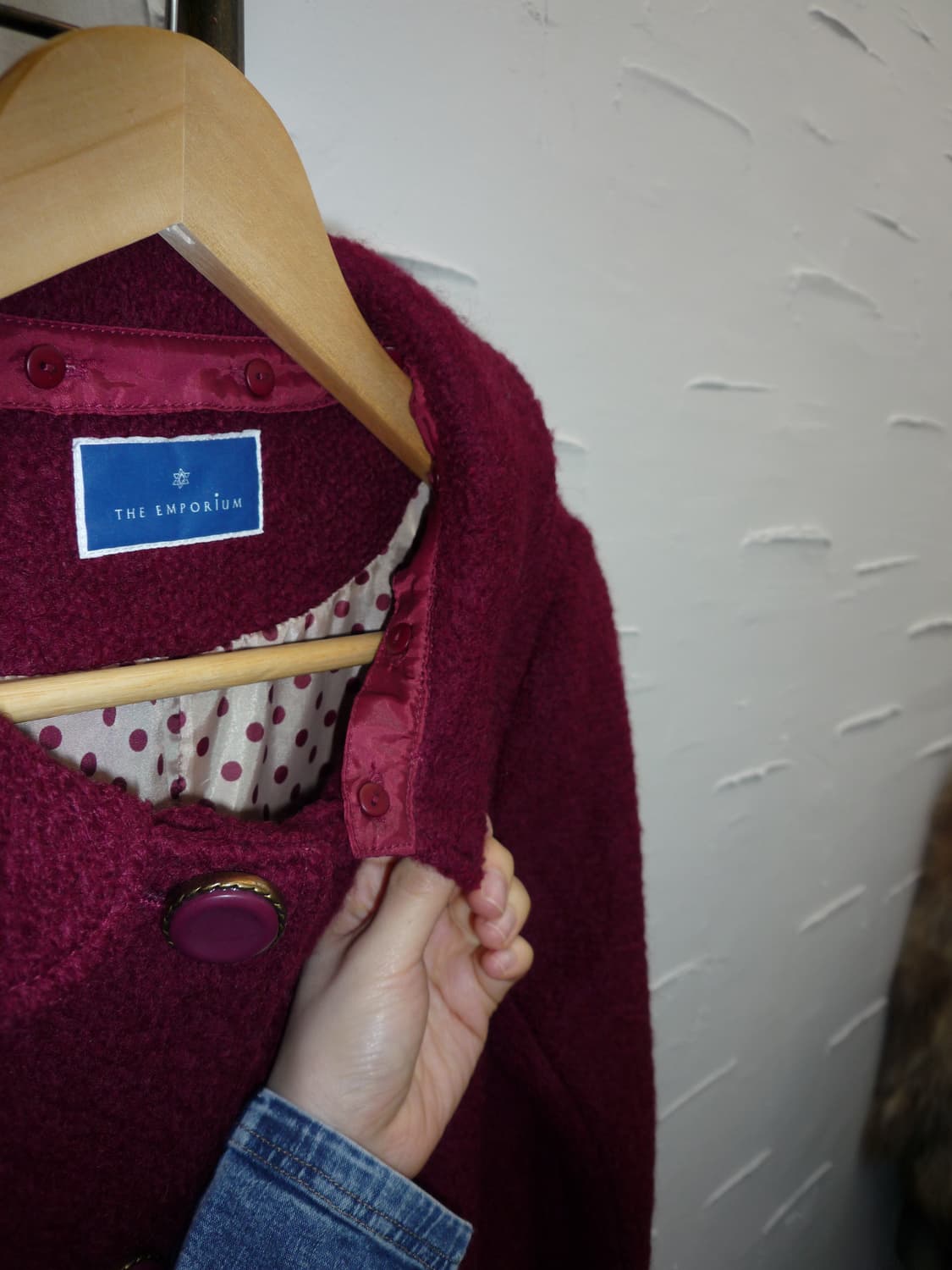 Burgundy curved collar coat 상품이미지8