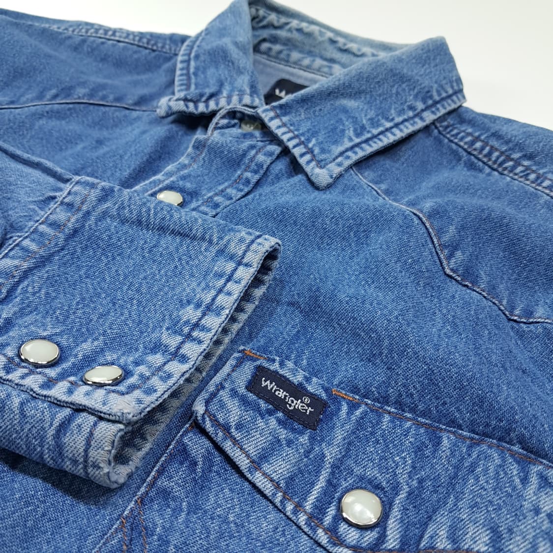 CL395 XL 랭글러 90s 데님 펄스냅 웨스턴 인디고 셔츠 남방 상품이미지4