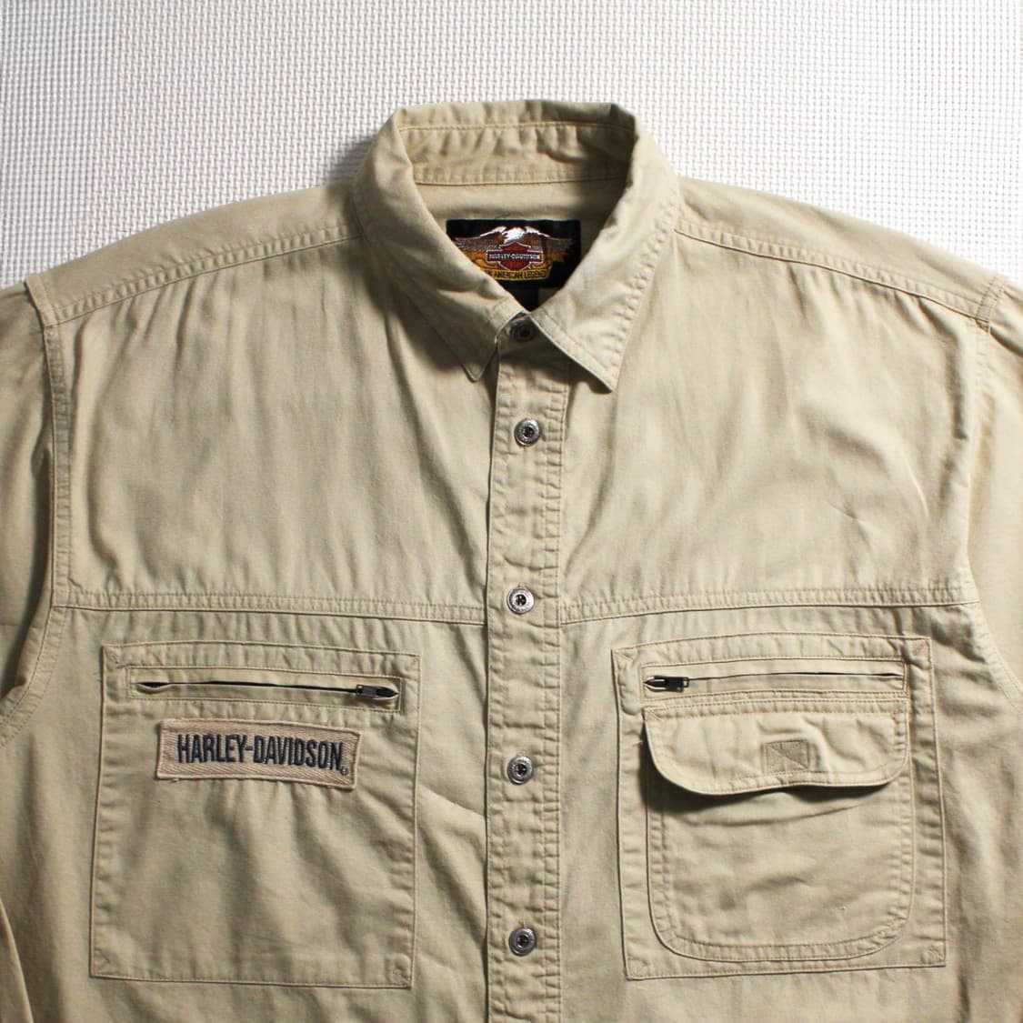 90's Harley-Davidson 할리 데이비슨 베이지 워크셔츠 상품이미지4