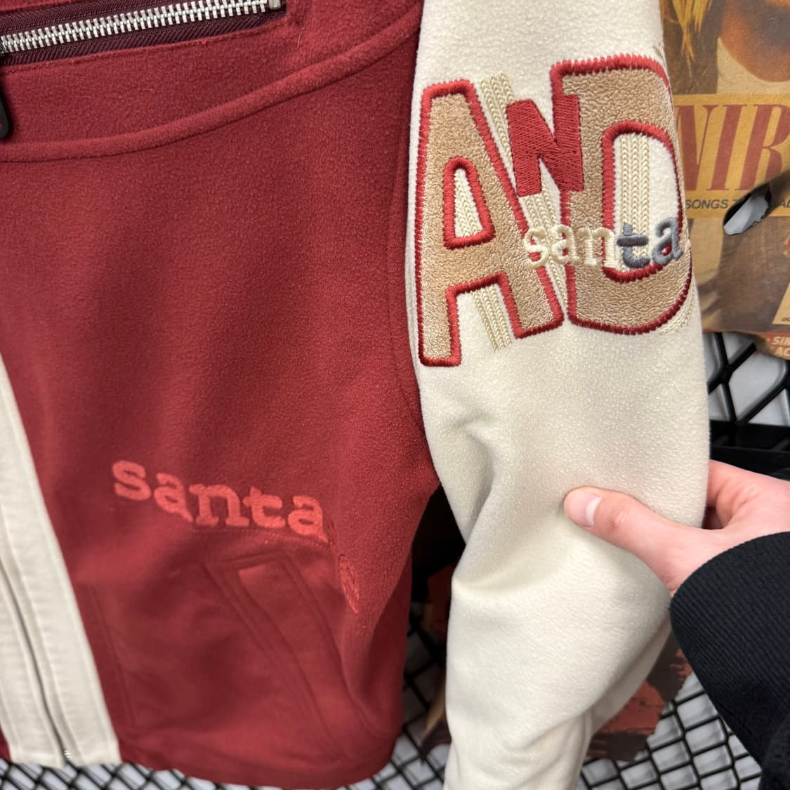 90s JPN VINTAGE 집업 바시티 자켓 크림 버건디 상품이미지5