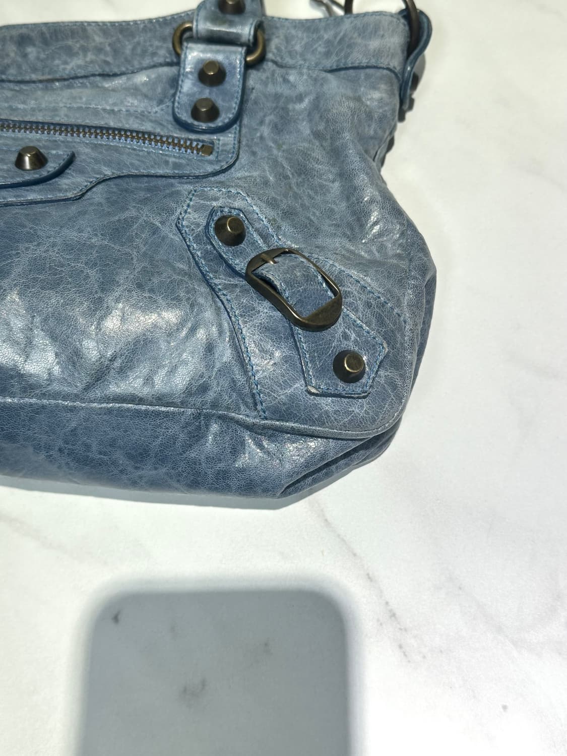 [A 정품] 발렌시아가 시티 모터백 퍼스트 블루 상품이미지3