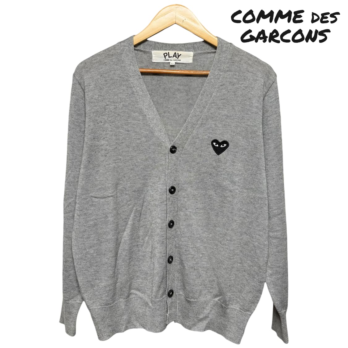 3829 꼼데가르송 그레이 블랙하트 가디건 상품이미지1