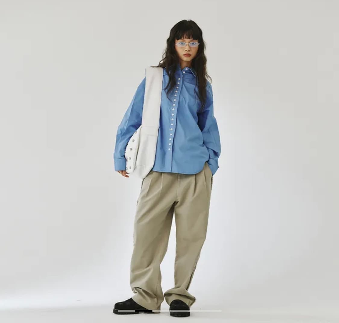 플리즈프로젝트 paper button shirt 상품이미지1