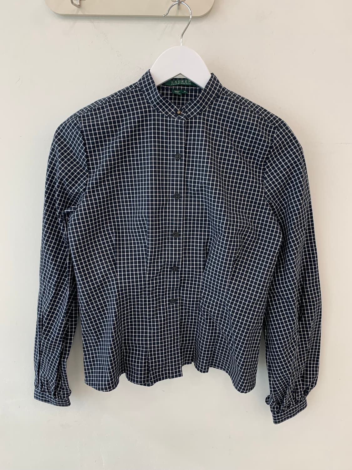 로렌 랄프로렌 체크 헨리넥 셔츠 블라우스 XS 상품이미지1
