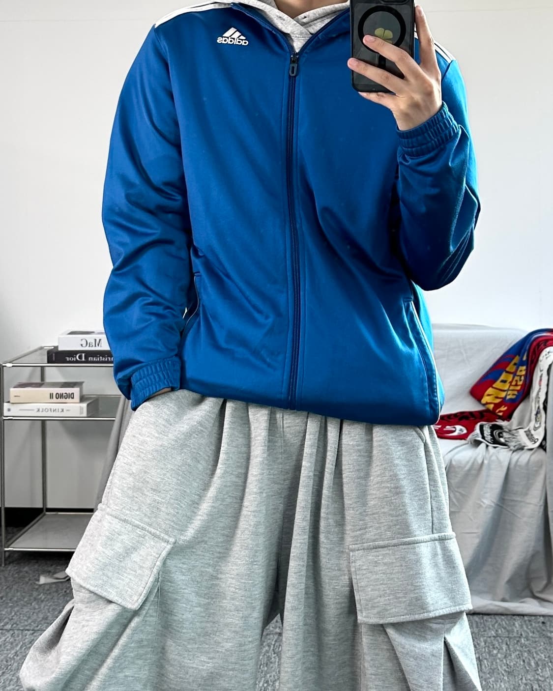 아디다스 블루 트랙탑 져지 L 상품이미지3