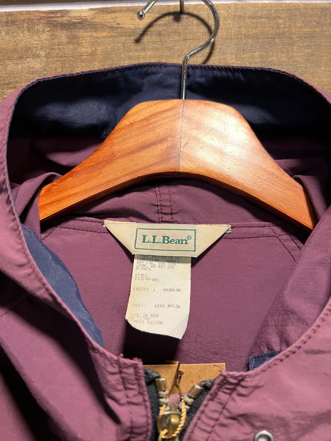 [L]90's 엘엘빈 USA Made 버건디 나일론 마운틴 아노락 자켓 상품이미지2