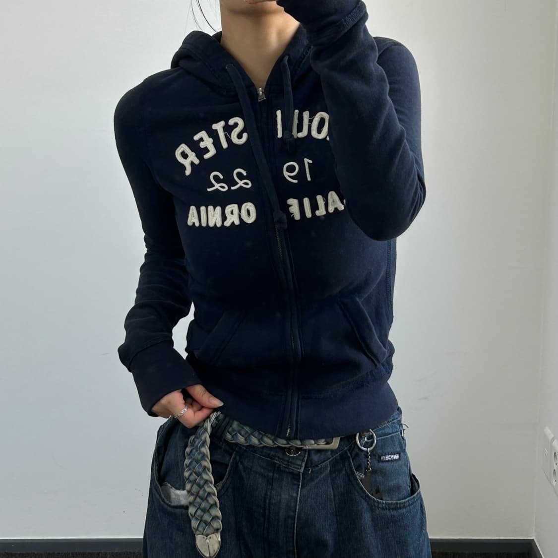 Hollister 홀리스터 스펠아웃로고 네이비 후드집업 상품이미지1