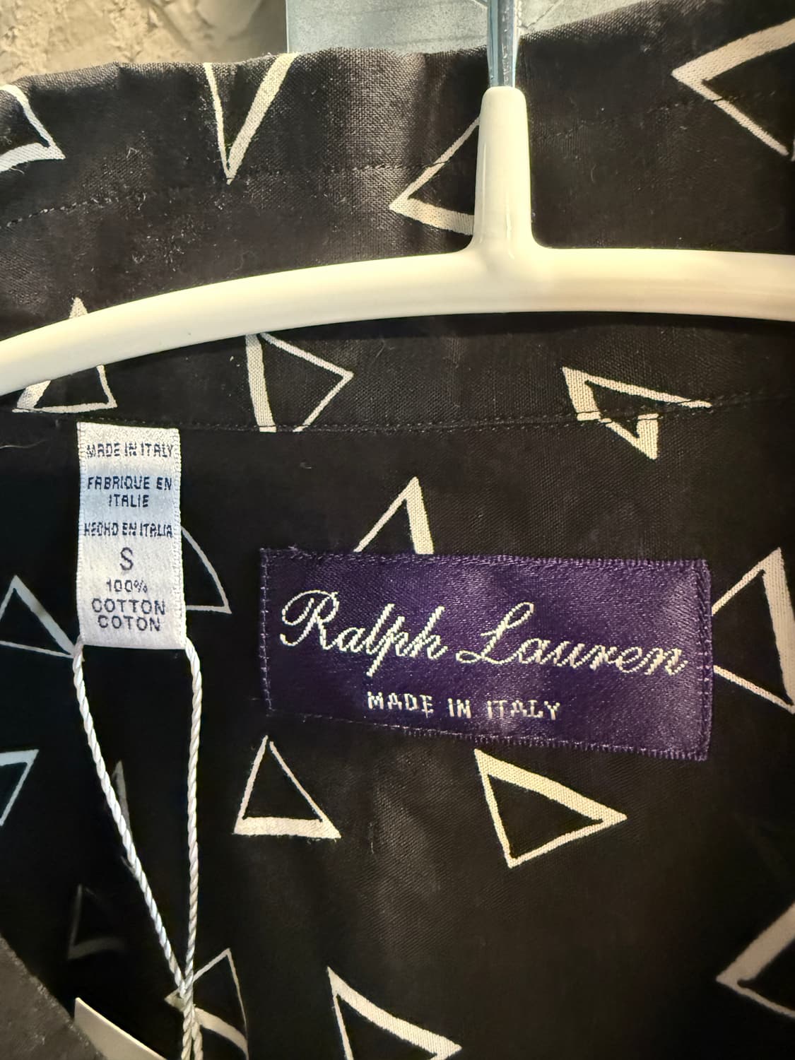 랄프로렌 퍼플라벨 이탈리아 트라이앵글 패턴 셔츠 S 상품이미지4