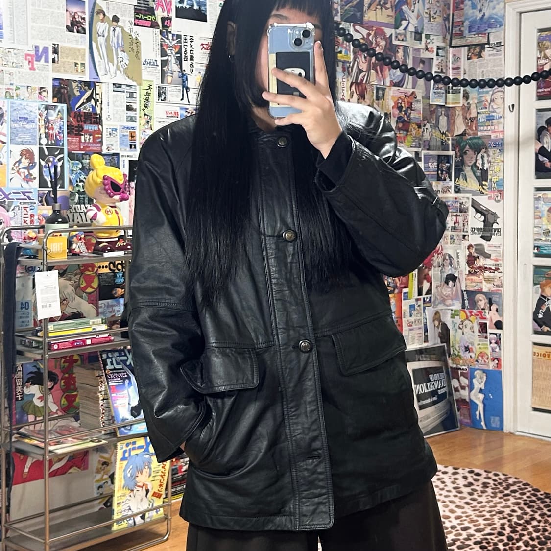 JPN 소가죽 누빔 미디 코트 자켓 상품이미지1